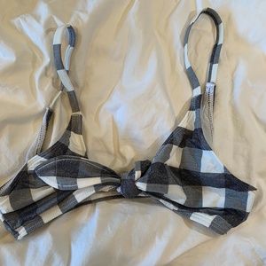 Sparkly gray gingham bikini top